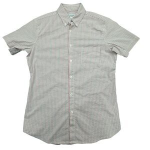 Mizzen+Main Shirt Mens Medium Multi Striped Cotton Trim Fit Collared Button Down